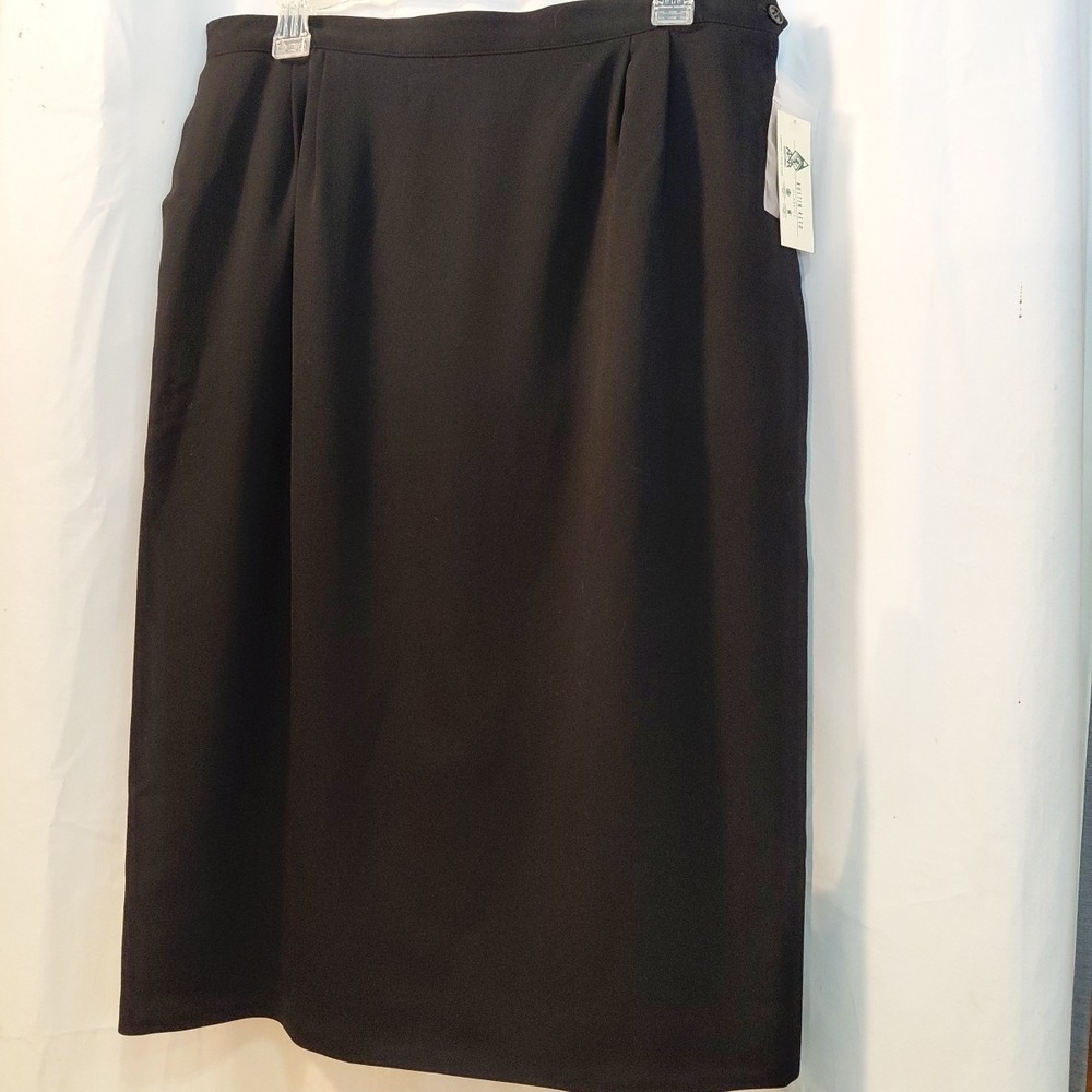 Vtg‎ New Austin Reed Pencil Skirt 16 Worsted Wool Midi Lined Classic Black USA.